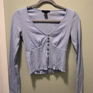 Light blue long sleeve crop top